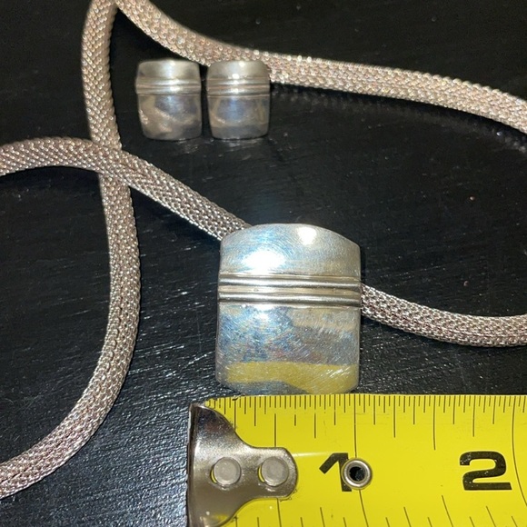 Sterling Pendant on Mesh Necklace with matching earrings. - Picture 3 of 6